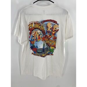 Gildan White T-Shirt I Survived Slingshot Vomatron Panama City Beach FL Sz Large